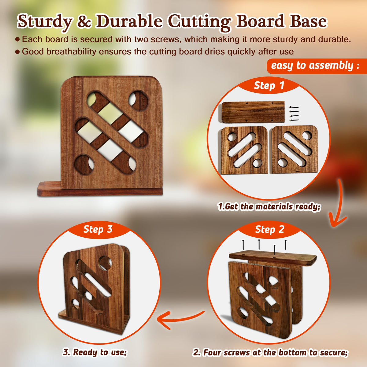 Hoforife 3-Piece Wooden Cutting Boards Set Like Books Wood & Brown
