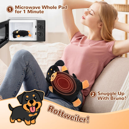 Large Microwave Heating Pad with Washable Cover 21 * 12" Microwavable Heating Pads for Cramps, Back, Neck Shoulder Pain Relief, Cordless Weighted Moist Heat Pack, Black Cat