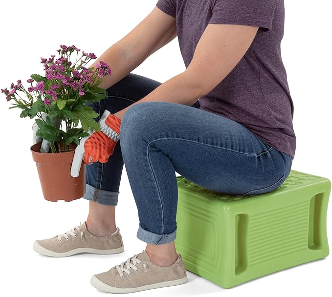 Simplay3 Handy Home 3-Level Heavy Duty Work/Garden Seat - 12" x 15" x 9" - Green, Made in USA