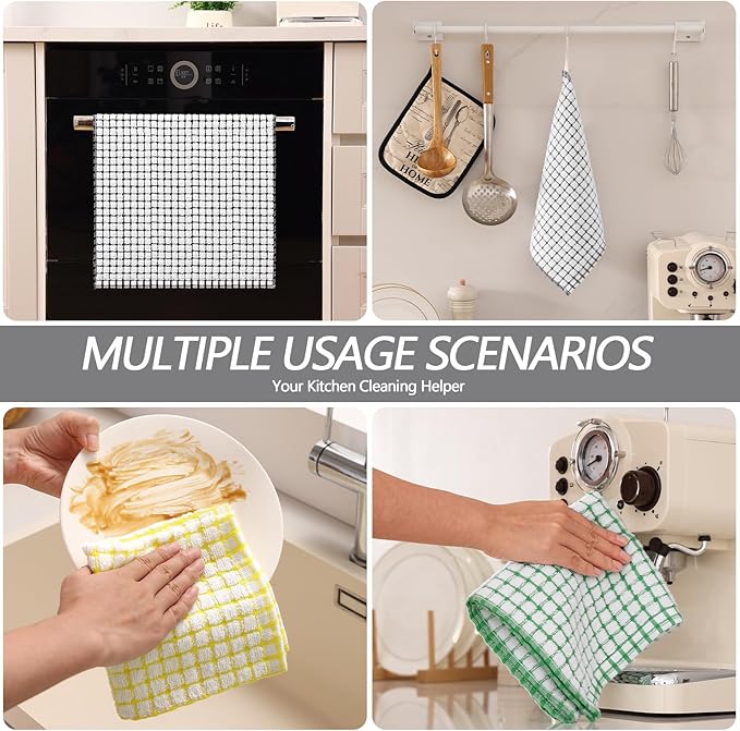 Homaxy Kitchen Towels and Dishcloths Set, 16 x 25 and 12 x 12 Inches, Super
