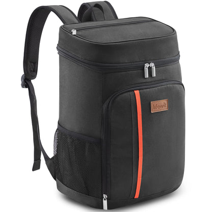 Lifewit 30 Cans Backpack Cooler Waterproof Insulated Soft Lunch Backpack Lightweight Leakproof Cooler Bag for Men Women Adults for Work Picnics Beach Camping Travel Outdoor Activities, Black