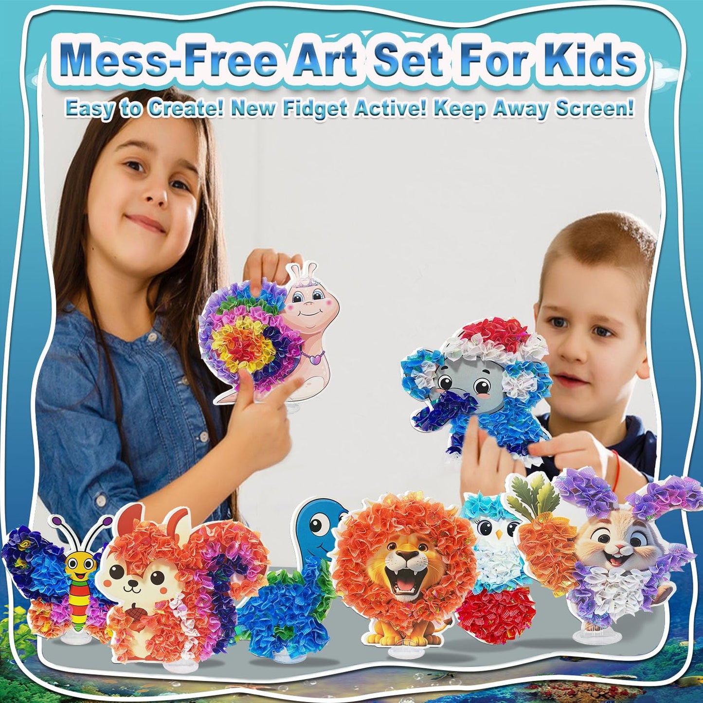 JRD&BS WINL Poke A Dot Art Kit - Magical Animals Theme No-Mess DIY Craft for Kids Mess-Free Fun for Kids, DIY Wood Craft Kits, Creative Activity, Christmas Gifts for Girls & Boys Ages 4