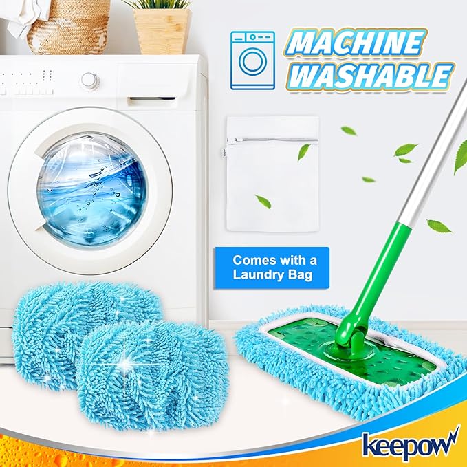 KEEPOW Reusable Dry Sweeping Cloths Microfiber Wet Pads Compatible