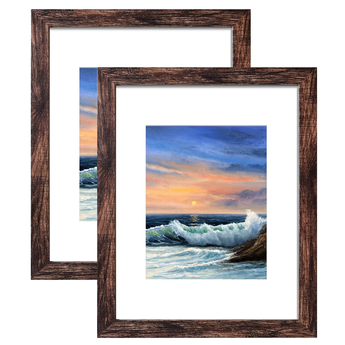LUCKYLIFE 16x20 Frames, Picture Frames for Wall, Display Pictures 11x14 with Mat or 16x20 without Mat, Pack of 2, Rustic Brown