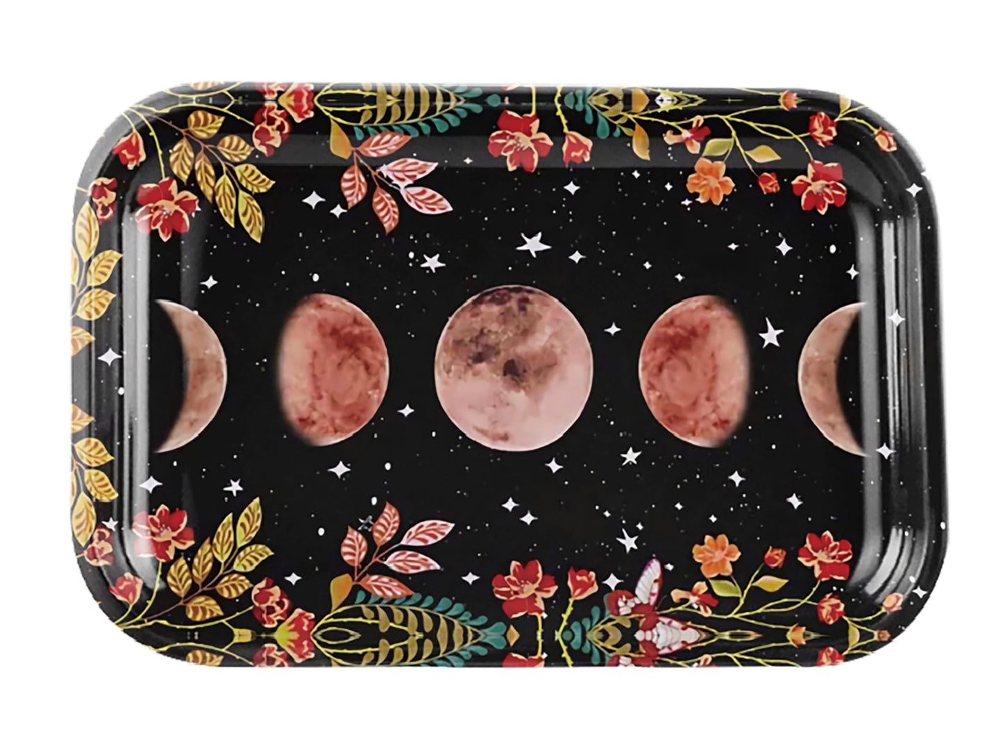 Moon Phase Rolling Tray for Women - Cute Celestial Large 11" X 7" Spiritual Astrology Tobacco Smoking Accessories for Girls Gift - Vanity Stone Crystal Holder - Witch Spiritual Decor for Teens