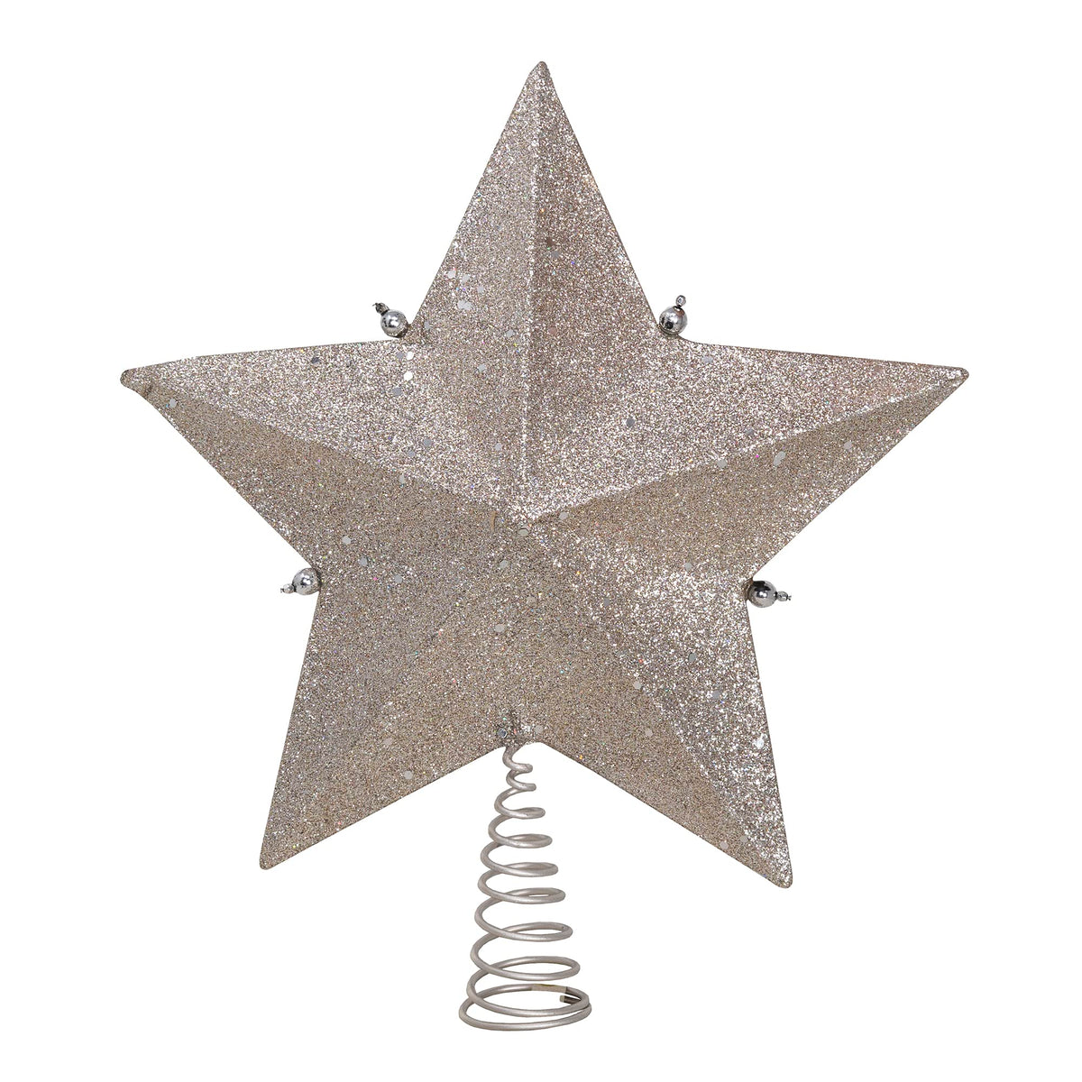 Kurt Adler Star Treetop with Ivory Pearls and Platinum Glass Glitter, 13.5-Inch