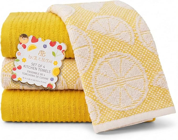 MosJos Kitchen Towels Set of 4 Premium Hand Towels 18 x 28 Inch Large Tea Towels