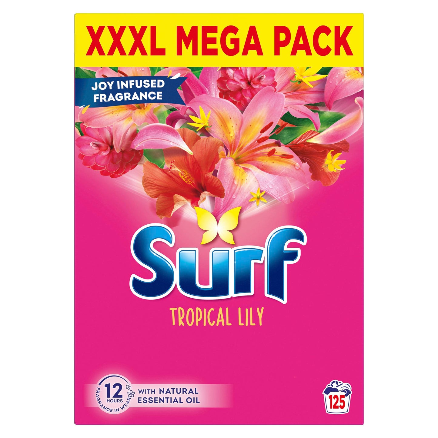 Surf Tropical Lily Washing Powder joy-infused fragrance with natural essential oil lasting up to 12 hours in wear for brilliantly clean laundry every time 125 washes 6.25 kg
