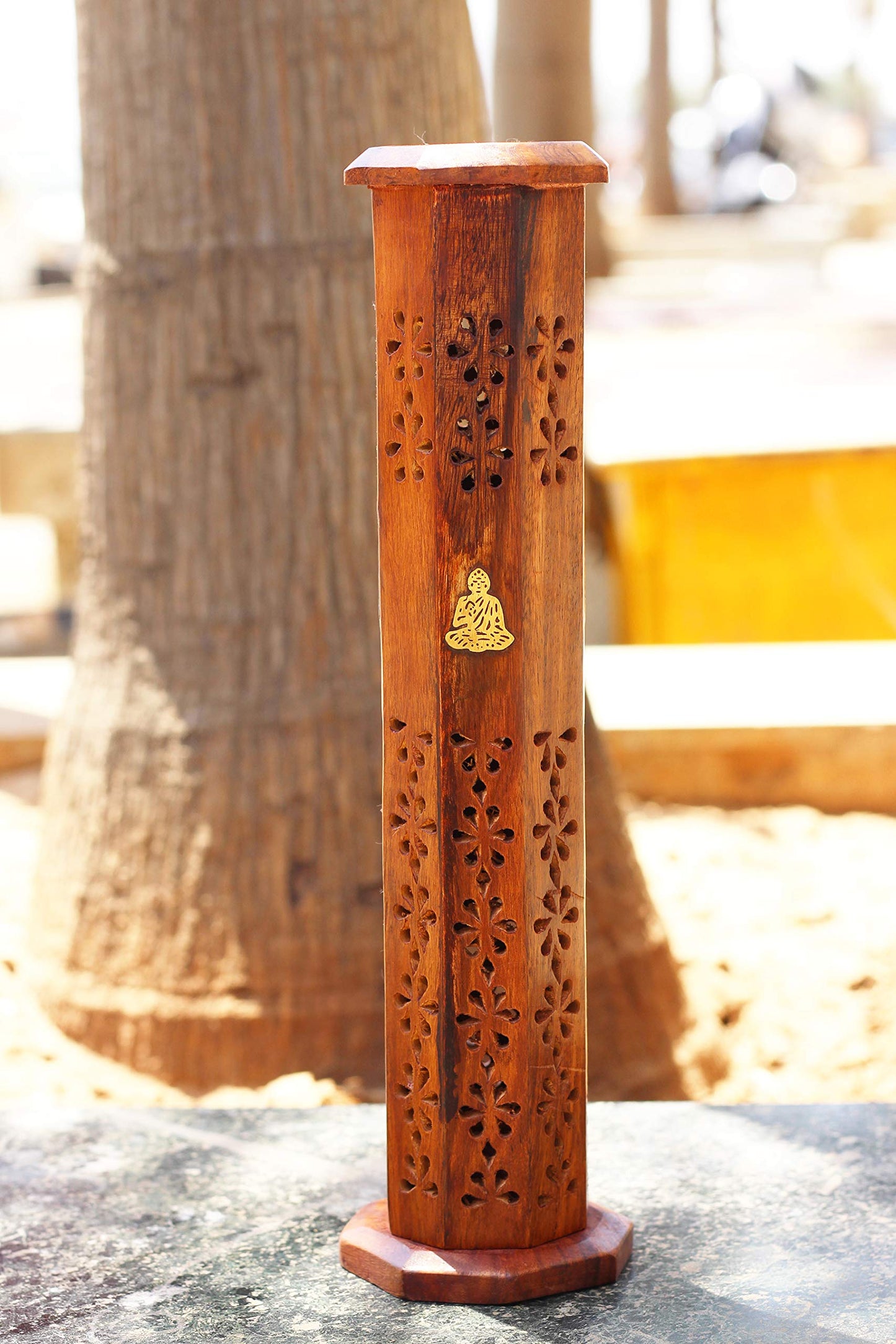 Handmade Buddha Wooden Incense Cone Tower Incense Stick Burner Stand Holder Ash Catcher Home Decor Utilities & Accessories