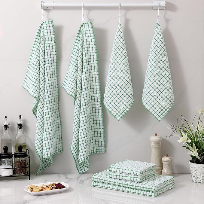Homaxy Kitchen Towels and Dishcloths Set, 16 x 25 and 12 x 12 Inches, Super