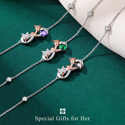 Iefil Valentines Day Gifts - 925 Sterling Silver Butterfly Charm Bracelet, Birthday Jewelry Gifts for Wife Girlfriend Mom | February Simulated Amethyst Bracelet