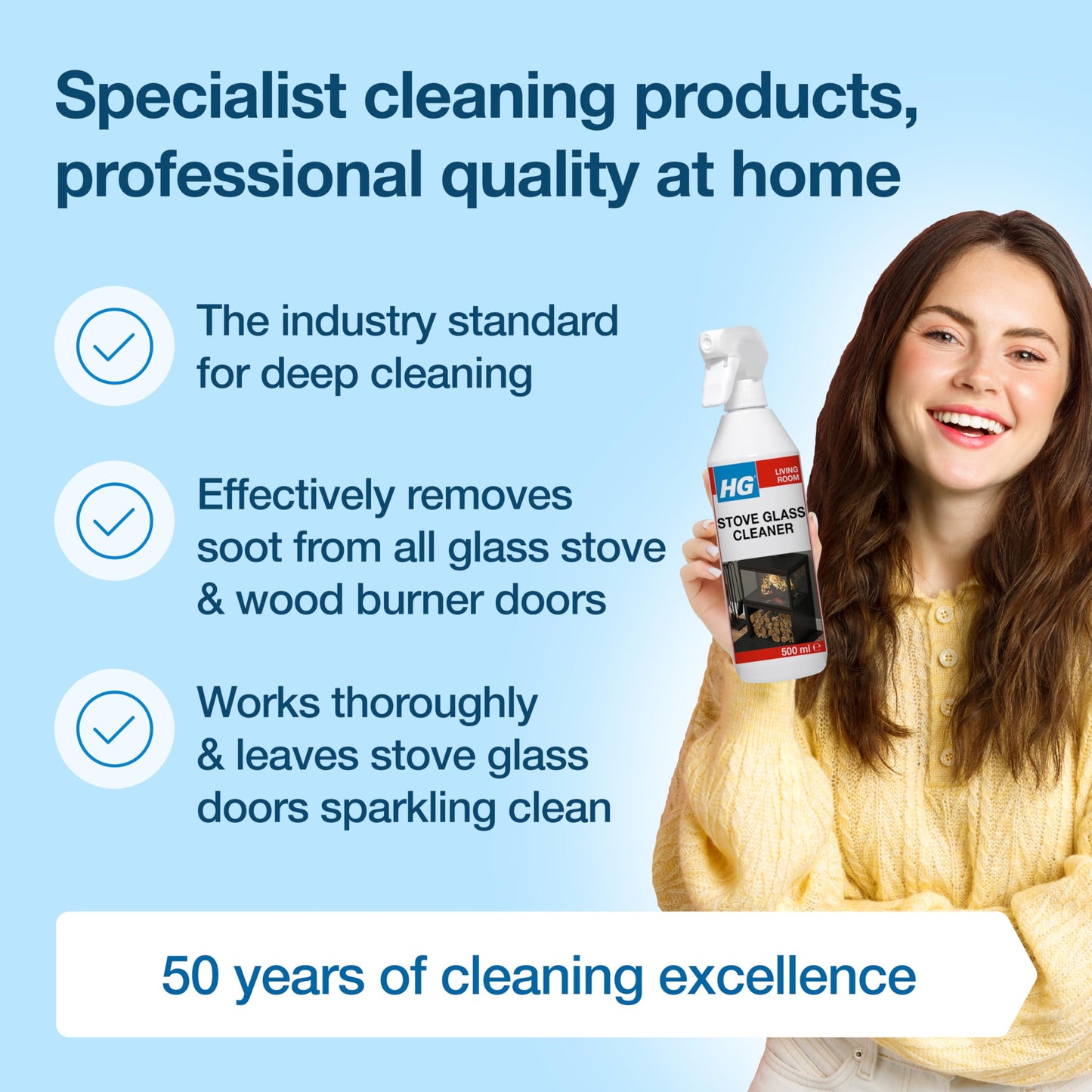 HG Stove Glass Cleaner Spray – Effective Fireplace, Oven & Hearth Cleaner for Soot, Tar & Grease – 500ml