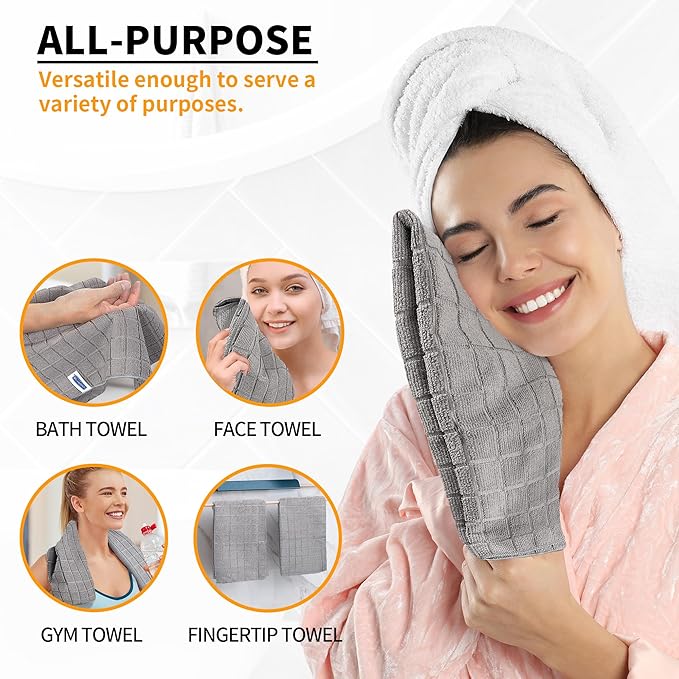 HOMERHYME Hand Towels for Bathroom, 24 Pack 25''*15'' Microfiber Grey Bath Hand