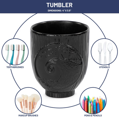 Jay Franco Disney Nightmare Before Christmas Tumbler - Black Resin Toothbrush/Pen Holder Features Jack & Sally - Bathroom Décor