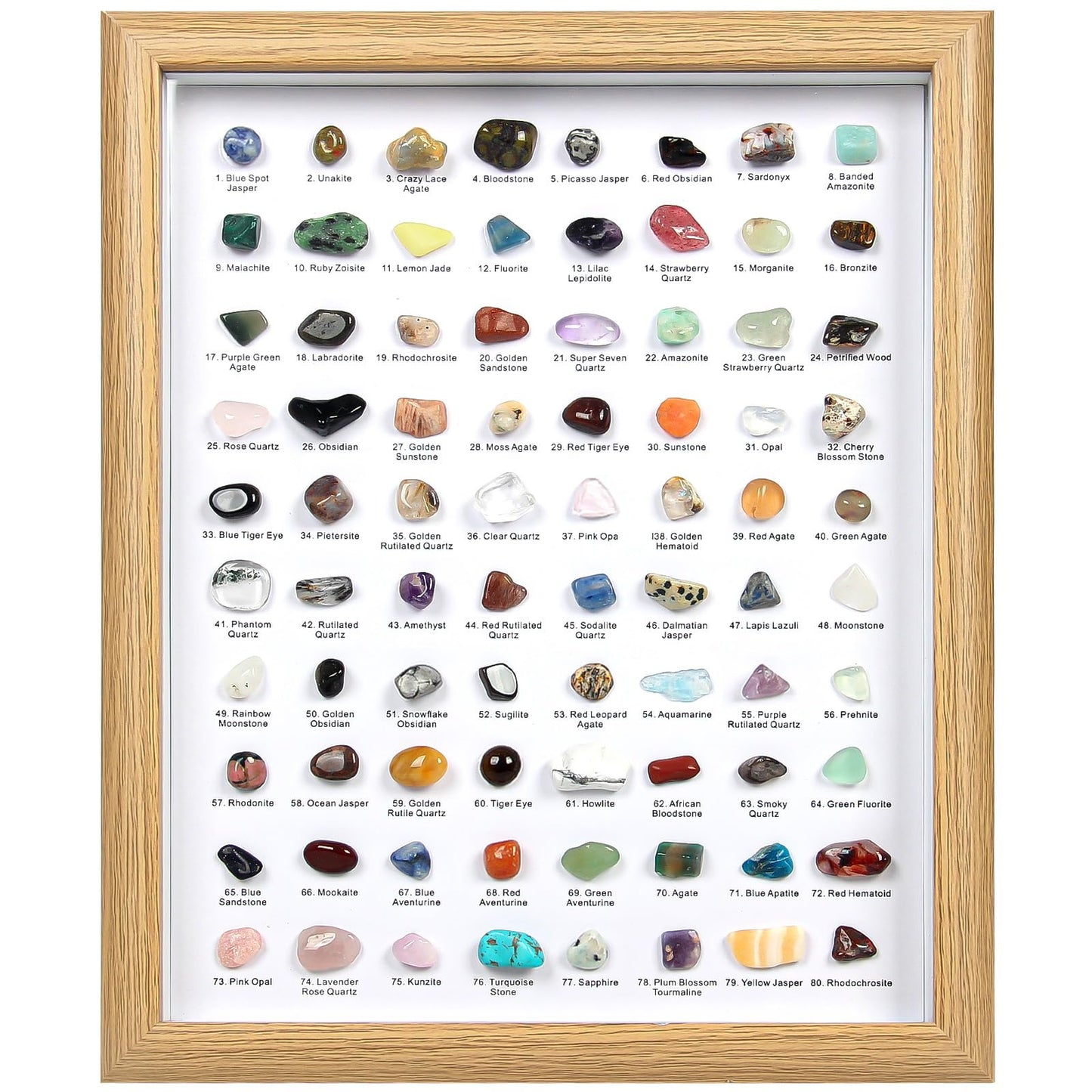 80 PCS Natural Crystal Collection, Crystal and Gemstones for Decoration, Healing Crystal Rocks Set, Mineral Specimens-Crystal Chips Set for Home Decor, Office Desk Decor, Gift