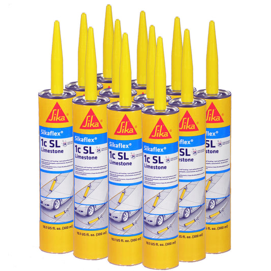 AWF PRO - Sikaflex 1C SL 10 oz Limestone, Concrete Expansion Joint Filler, Self Leveling, Polyurethane Sealant. Pack of 12