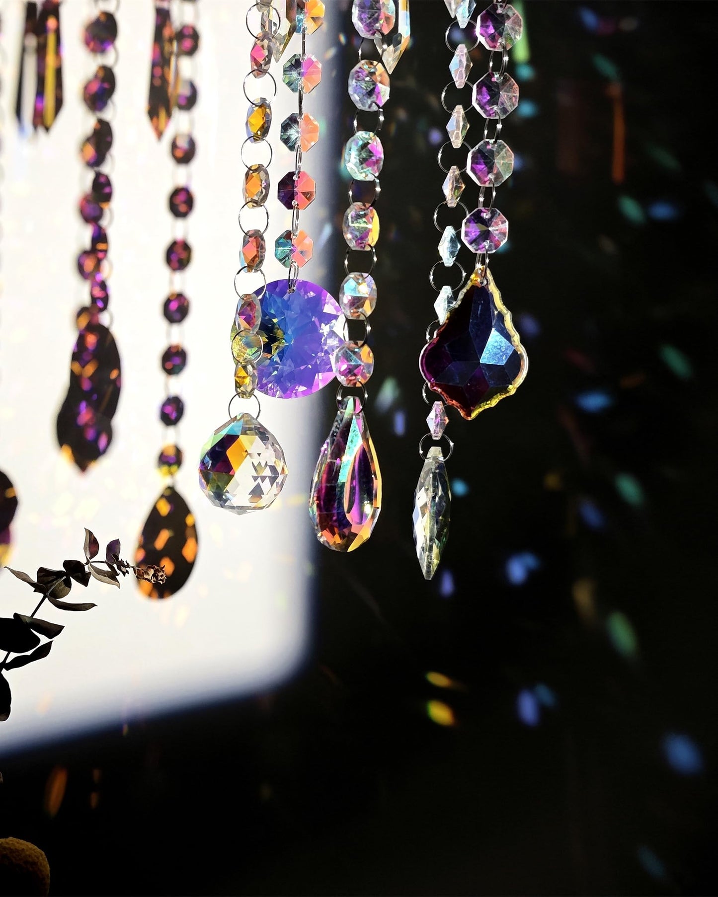 Brezalysia Crystal Chandelier Suncatchers for Indoor Windows Hanging Sparkly Decorations with Prism Beads Sun Catcher Rainbow Maker Home Decor