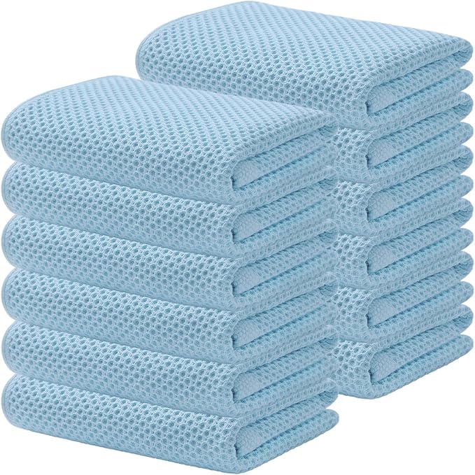 Kitinjoy 100% Cotton Waffle Weave Kitchen Hand Towels