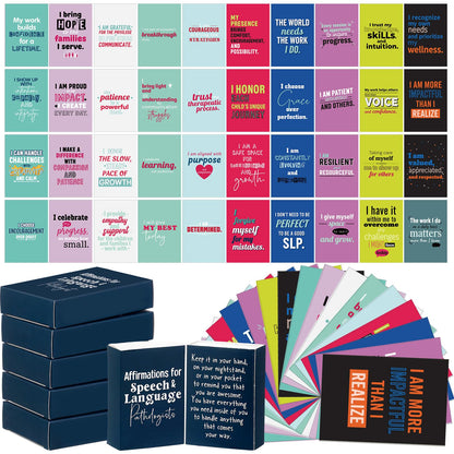 Tinlade 400 Pcs/10 Set Speech Therapist Appreciation Week Gift Thank You Cards with Positive Box Mini Inspirational Cards Funny Quote Bulk for SLP Teacher New Nurse Medical Assistant Nusing Essentials