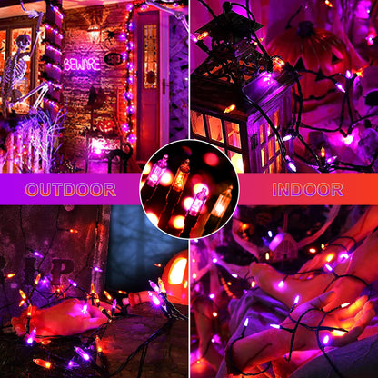 Tcamp Battery Operated Halloween Lights Motion Activated Sync with Music, 33FT 100 LED Orange Purple String Lights with Spooky Music for Outdoor Indoor Halloween Decor (6 Lighting Modes)
