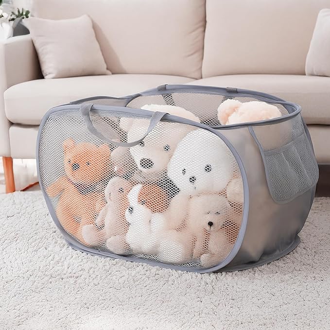 4 Pack Pop-Up Mesh Laundry Basket, Four Colors Pop Up Mesh Hamper, Open