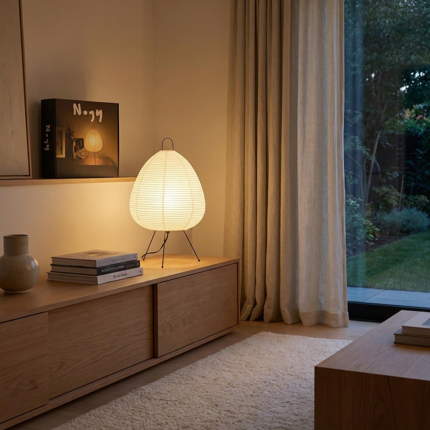 Akari Noguchi Rice Paper Lamp • Dimmable Japanese Paper Lantern Lamp • Japanese Decor Lantern • Cozy Japandi Style • Paper Lantern Light