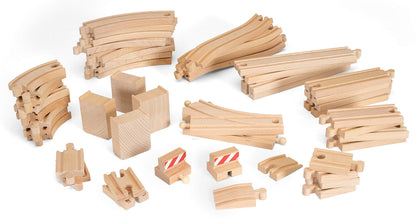 BRIO World 50 Piece Train Track Pack for Kids Age 3 Years Up - Wooden Railway Accessories and Add Ons