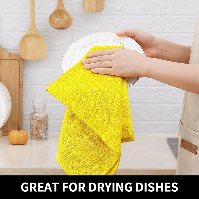 Homaxy 100% Cotton Terry Kitchen Dish Cloths, Ultra Soft and Absorbent Dish
