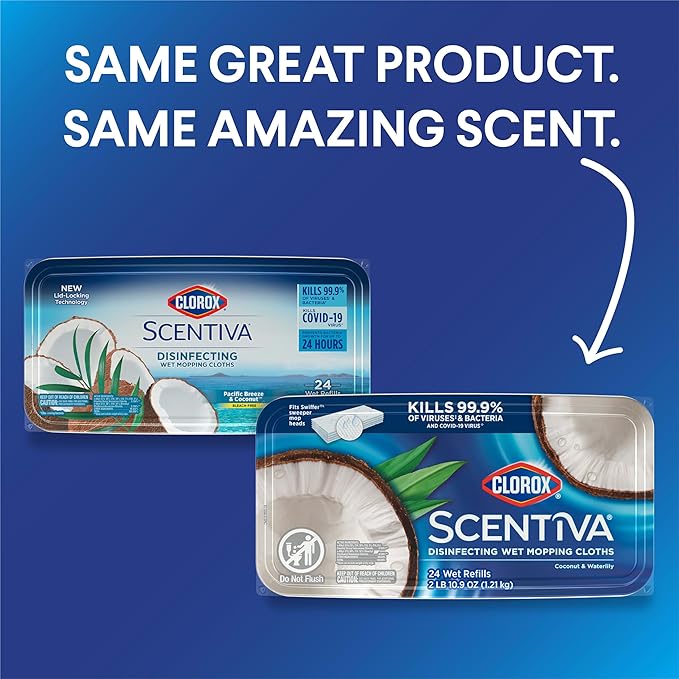 Clorox Scentiva Disinfecting Wet Mopping Cloths, Coconut and Waterlily