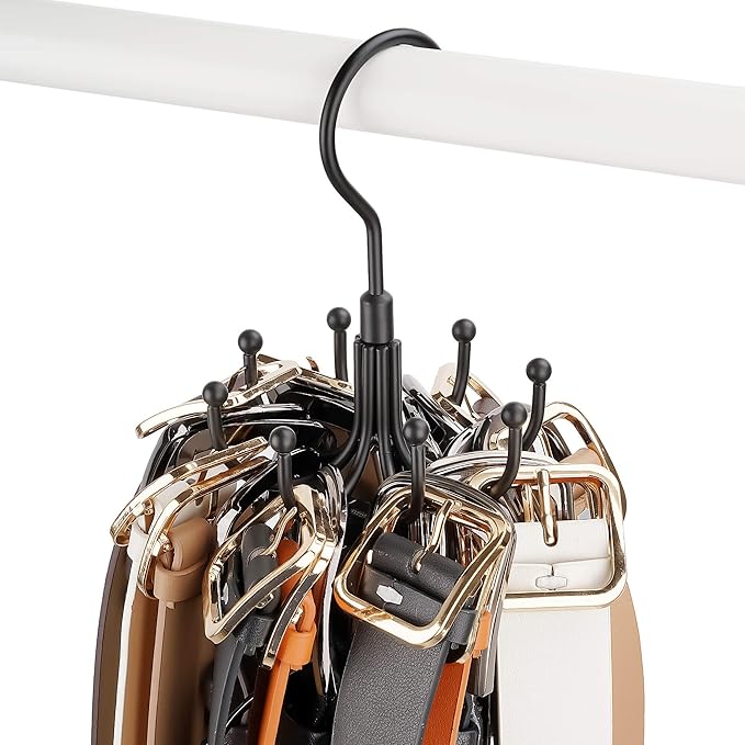 ZEDODIER Belt Hanger, Rotatable Belt Rack Closet Accessories Organizer