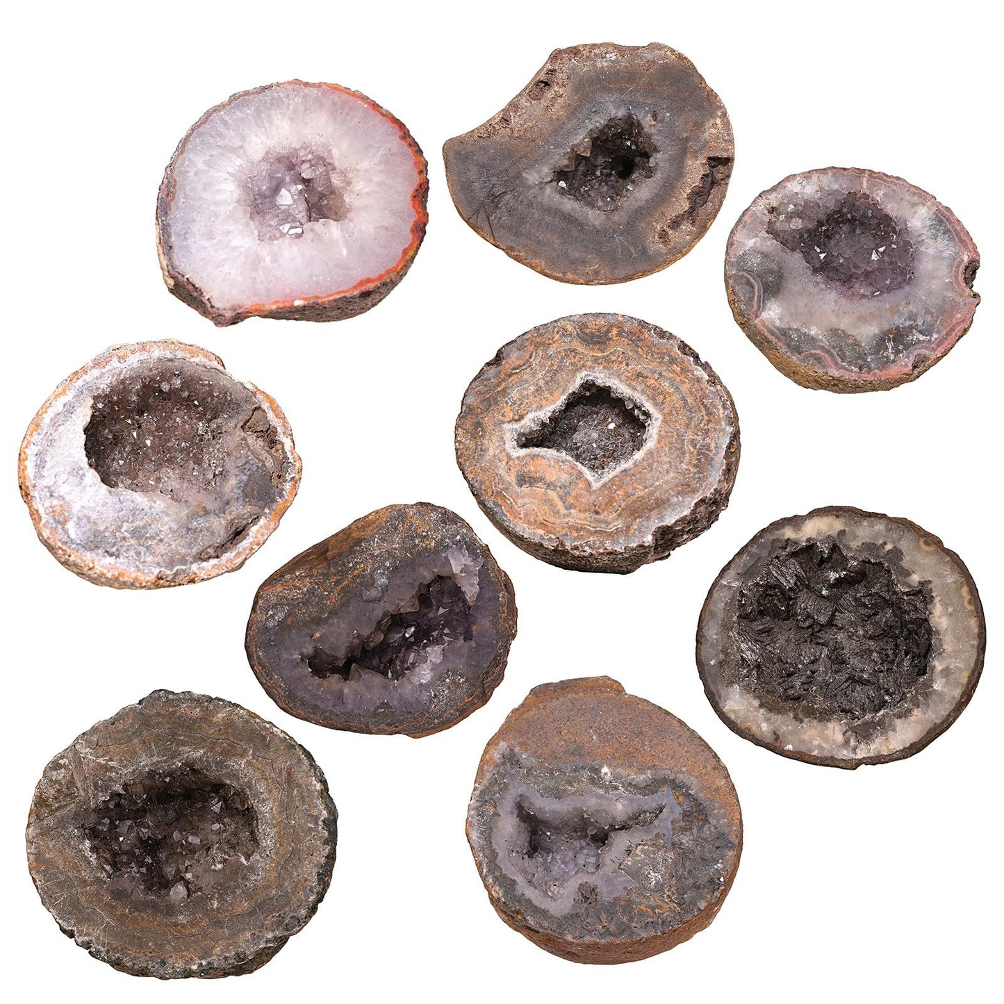 Sportmusies Irregular Natural Geode Agate Crystal Cluster Mineral Specimen Desk Shelf Home Decoration, Reiki Healing Yoga Oil Diffuser Stone, 1.97-4.13 inches