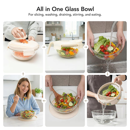Genicook Salad Chopper with Bowl, Vegetable Chopper for Salad Prep, 8.5 Cup Glass Bowl, Food Chopper for Kitchen, Onion Chopper, BPA-Free & Dishwasher Safe, Easy Meal Prep Tool