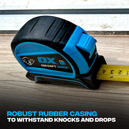 OX Tools Pro Dual Auto Lock Tape Twinpack - 8m / 26ft, Blue (OX-P505488)