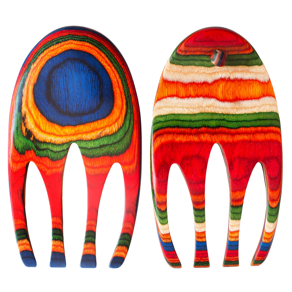 Totally Bamboo Baltique Marrakesh Collection Salad Hands Serving Utensil Set, Colorful Wooden Salad Servers