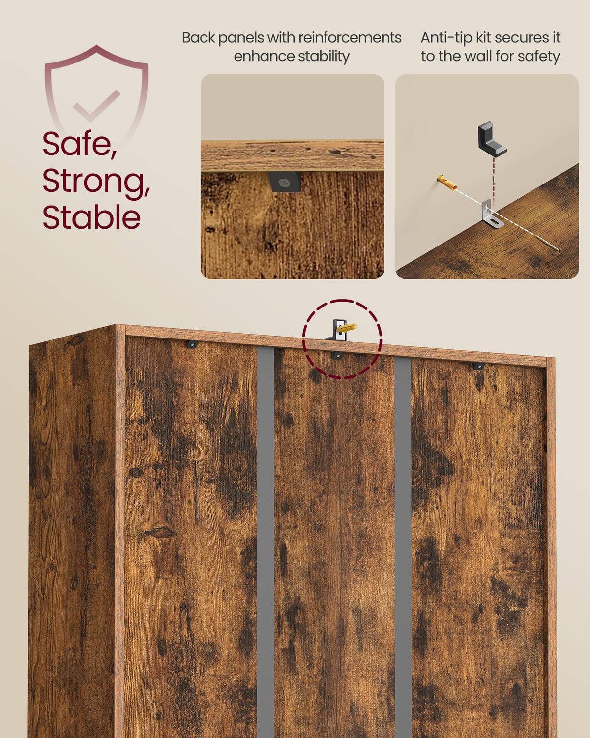 VASAGLE Custos Collection - Bookshelf, Bookcase, Cube Shelf with 4 Compartments, 9.4 x 26 x 26 Inches, Storage Shelf, for Living Room, Home Office, Dining Room, Rustic Brown ULBC476K01