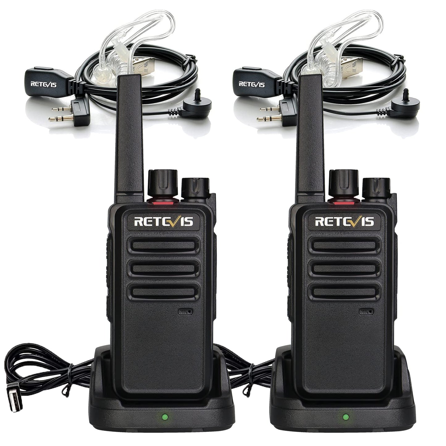 Retevis RT668 Walkie Talkies for Adults Long Range, PMR446 2 Way Radio, Robust radio communication, Professional Two Way Radio,Hand Free Walkie Talkie with Earpieces for Adults Kids (Black, 2Pcs)