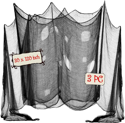 Evoio Halloween Decorations Creepy Cloth, 3 PC 120 X 30inch Black Scary Gauze Spooky Cloth, Freaky Loose Creepy Clothes, Halloween Decorations for Haunted Houses Outdoor Indoor Yard Cauldron Wall Decor