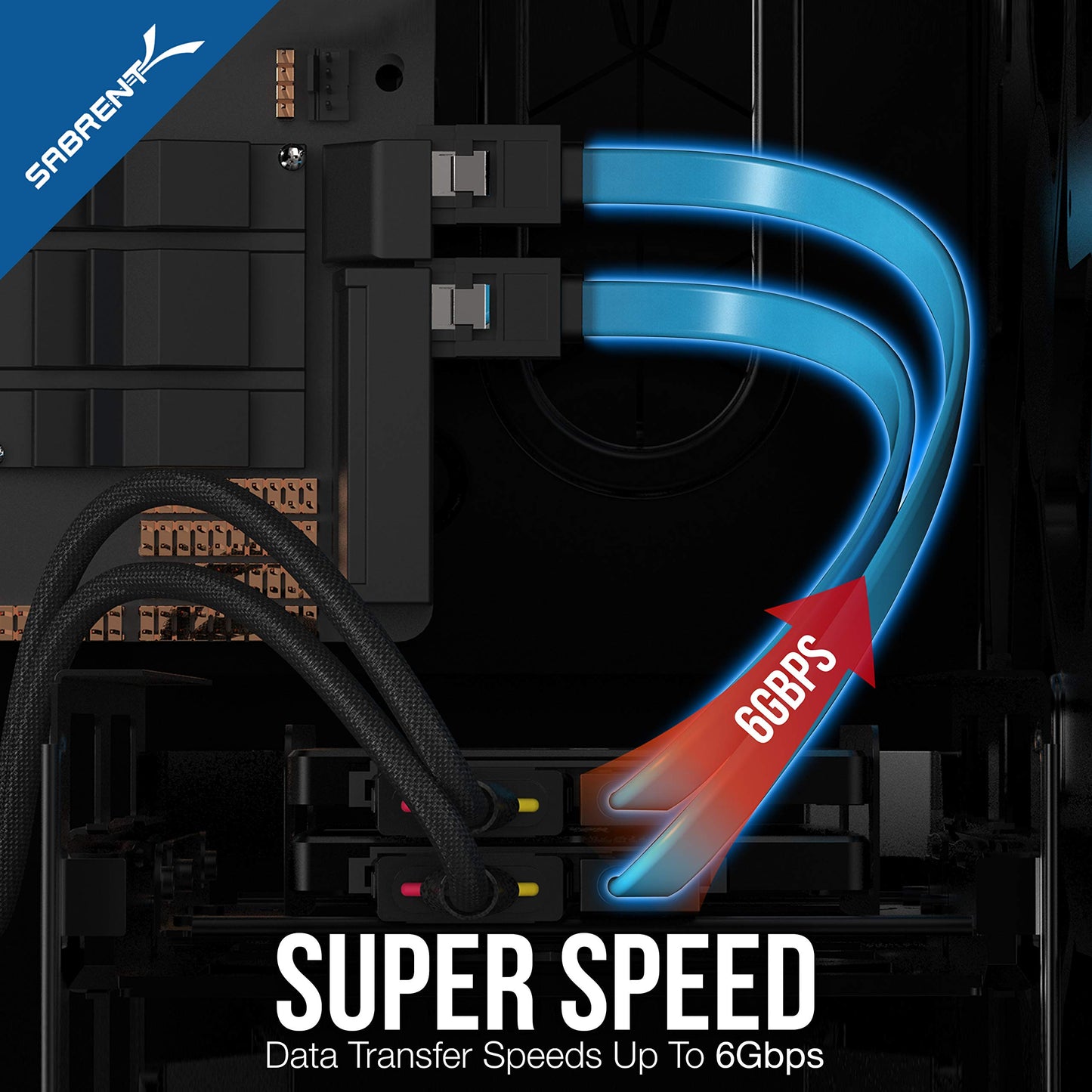SABRENT SSD/SATA Hard Drive Connection Kit [Molex 4 Pin to x2 15 Pin SATA Power Splitter Cable and x2 SATA Cables (Data)] (CB-SDSP)