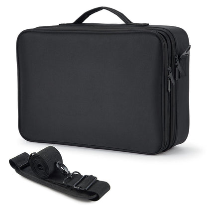 Makeup Bag Extra Large Travel Makeup Bag with Compartment Cosmetic Bags Makeup Organiser Bag Vanity Case Makeup case and Shoulder Strap, Black