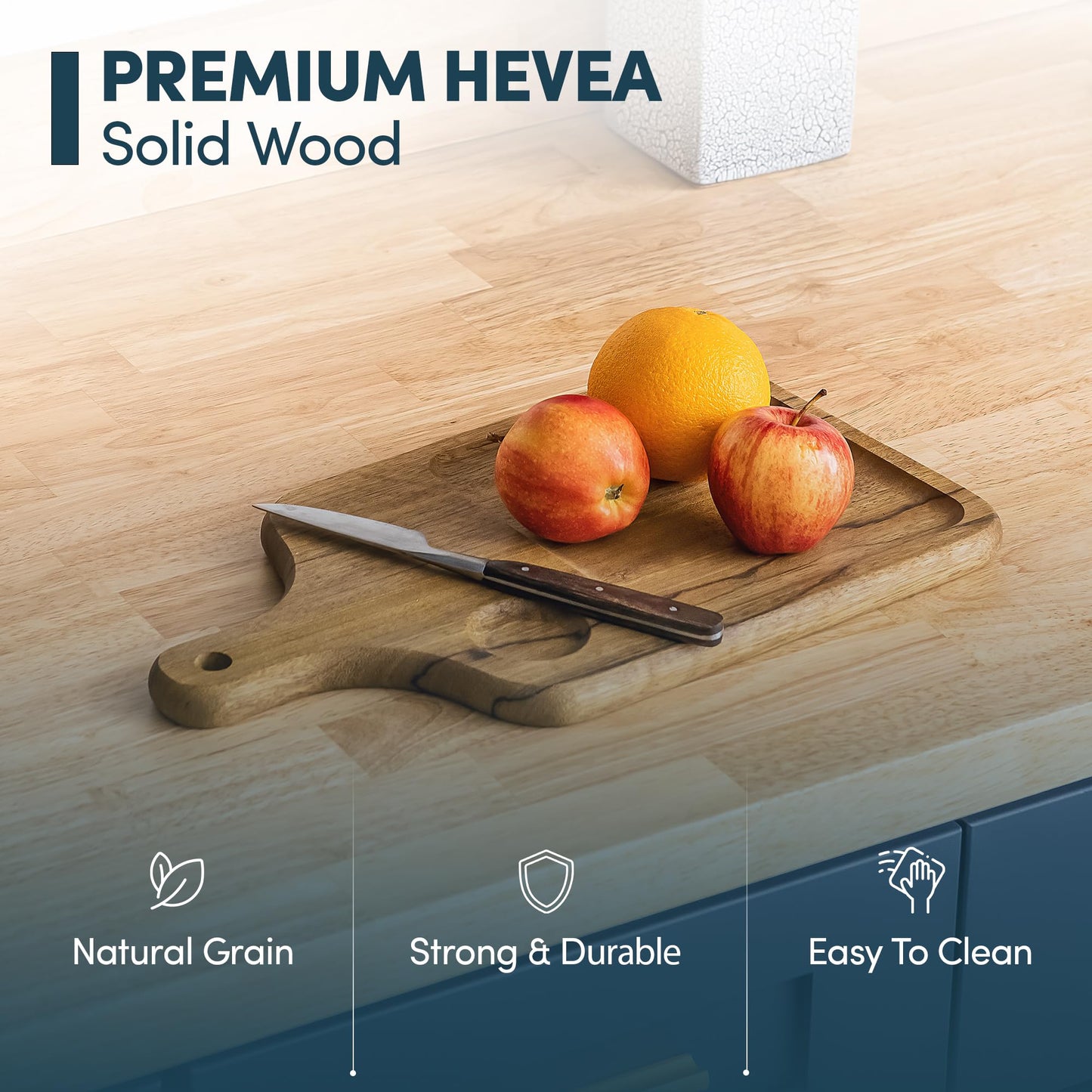AllForWood Hevea Solid Wood Butcher Block Table Top 60''L x 25''W x 1.5''Thick, Desk top, Unfinished Butcher Block Countertop for DIY Desktop/Kitchen Countertop (Unfinished)
