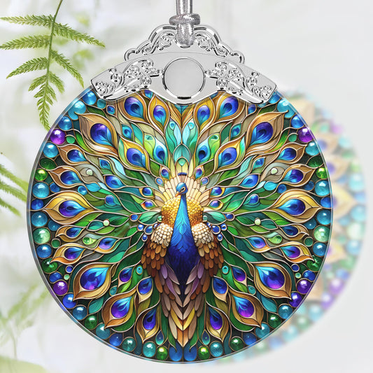 Christmas Ornament, 2025 Ornaments for Christmas Tree, Stained Glass Hanging Ornament, Holiday Ornaments, Unique Gift Idea - Peacock