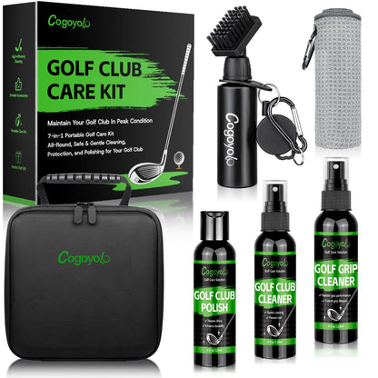 cogoyolo Pro Golf Club Care Kit with Golf Club Cleaner,Polish,Brush,Grip Cleaner,Golf Club Cleaning Kit Golf Accessories for Men, Golf Gifts for Golfers