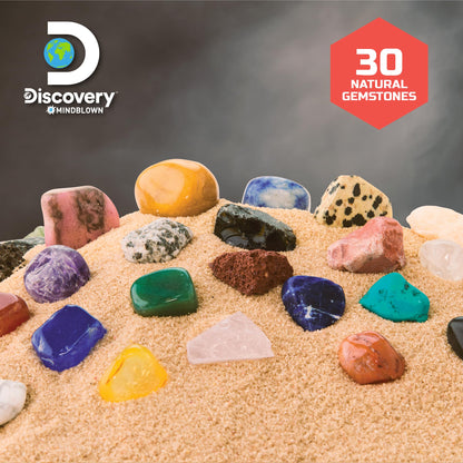 Discovery™ Gemstone Panning STEM Kit – Pan for 30 Real Gems| 2 Sifting Pans, Sand & Learning Guide| Educational Science Activity for Kids| Geology Rock Excavation Set| Boys & Girls Toy Gift| Ages 8+