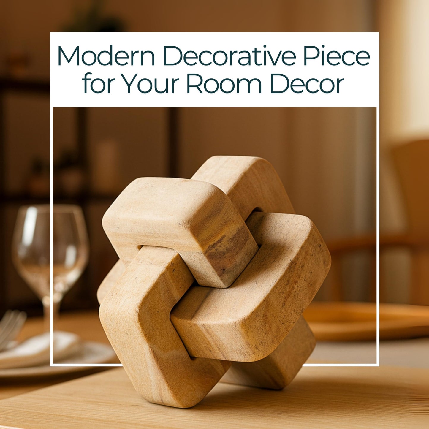 Decorative Knot Sculpture for Modern Home Decor – Natural Brown Marble Decorative Object – Shelf Styling & Coffee Table Decor for Office, Bathroom & Living Room – 5"