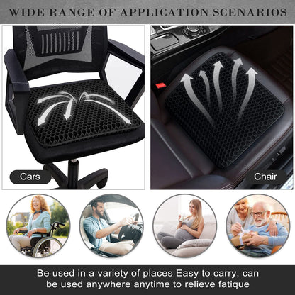 Gel Seat Cushion, Double Thick Breathable Seat Cushion Cool Gel Cushion Honeycomb Design,Breathable Lumbar Cushion With Non-Slip,Pressure Pain relief Gel Cushion For Home Office Chair Car Wheelchair