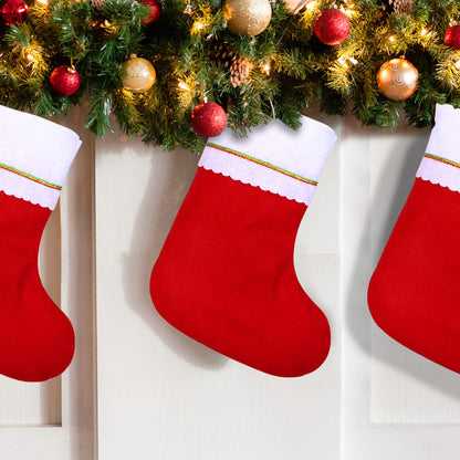 Cooraby 16 Pack Red Felt Christmas Stockings 9 Inches Xmas Fireplace Hanging Stockings Holiday Decorations Stockings for Christmas Decorations