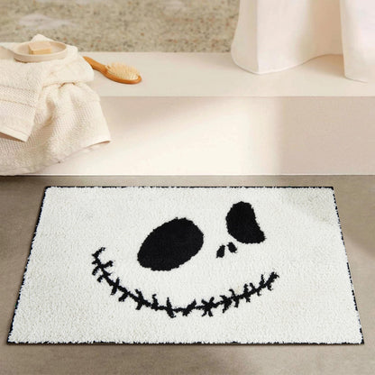 Ouyattle Jack Skellington Halloween Round Bath Mat 16''W x 24''L, Non-Slip Washable Soft Absorbent Shaggy Bath Rug Spooky Creepy Cute Halloween Shower Floor Bathroom Mat