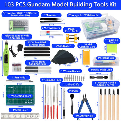Gundam Tool Kit,103 Pcs Professional Model Tool Kit for Gundam, Modeling Tools for Plastic Models,Gunpla Tool Kits for Adults,Model Building Tools Hobby Tools Craft Set for Repairing and Fixing