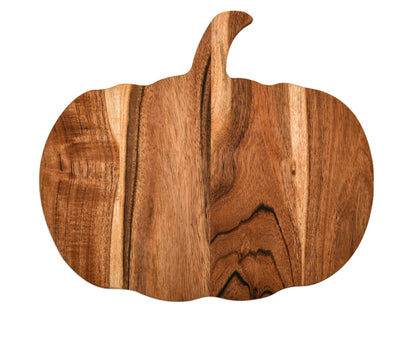 Treen Art Wooden Halloween Cutting Board for Kitchen, 12"L x 13"W Pumpkin Butcher Block Piece with Handle, Charcuterie Platter for Cheese, fruits and Salad Serving Board