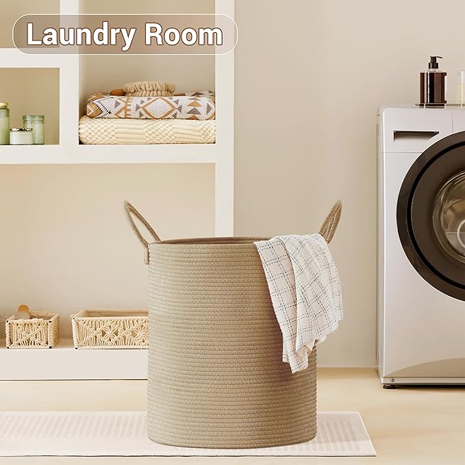 Tall Laundry Basket with Handles, 88L Portable Dirty Clothes Hamper, Boho